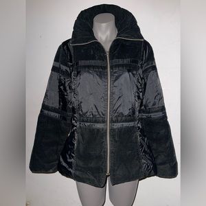 PORIA & PORIA BLACK NYLON VELOURS WOMAN JACKET  MADE IN ITALY SIZE SMALL